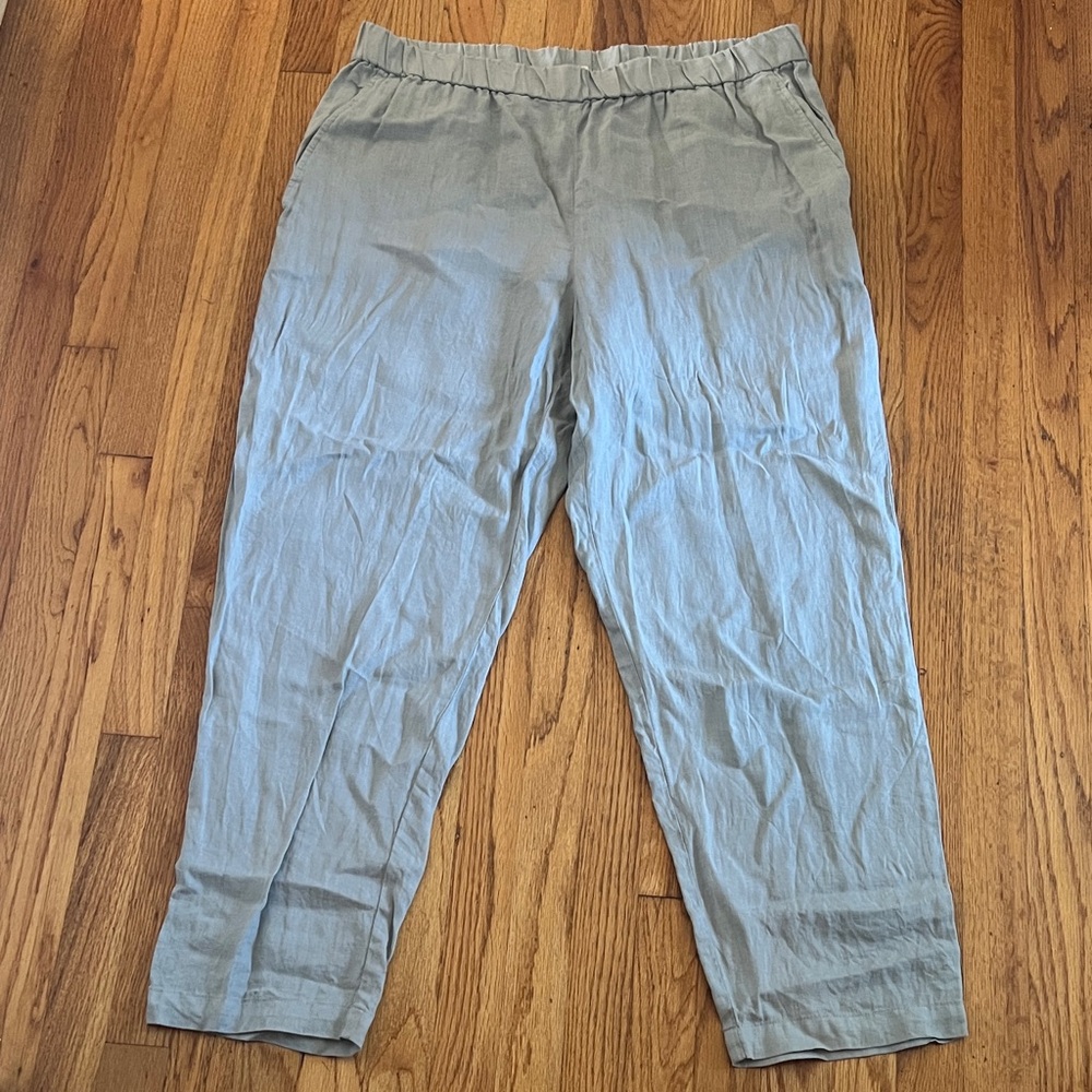 Eileen Fisher women's Light Gray linen pant